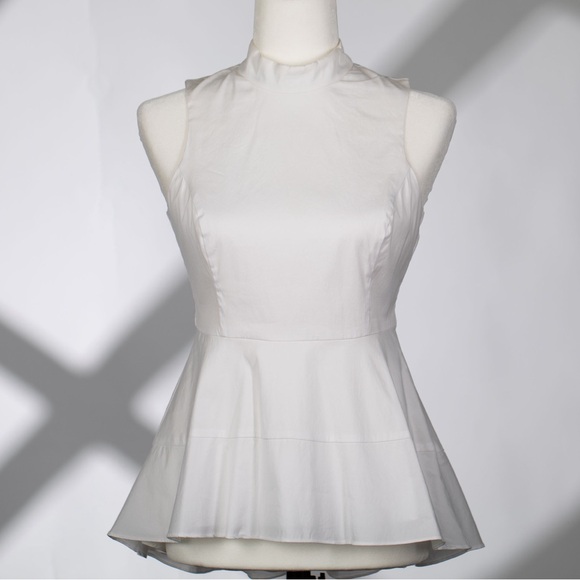 White House Black Market Peplum Top with Zipper Back, Size 6/Small (Never Worn) - Picture 1 of 8
